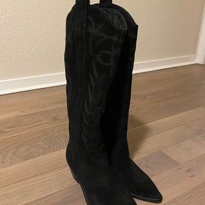 Black Suede Cowgirl Boots | BRAND NEW